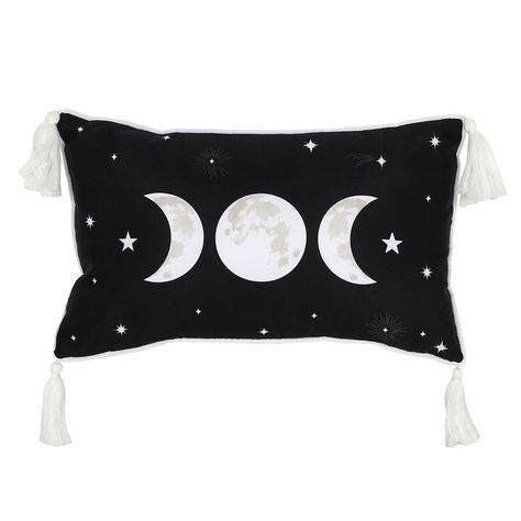 Moon Magick, Rectangle Cushion, Moon Pillow, Triple Moon Goddess, White Tassel, Triple Goddess, Triple Moon, Moon Goddess, Moon Design