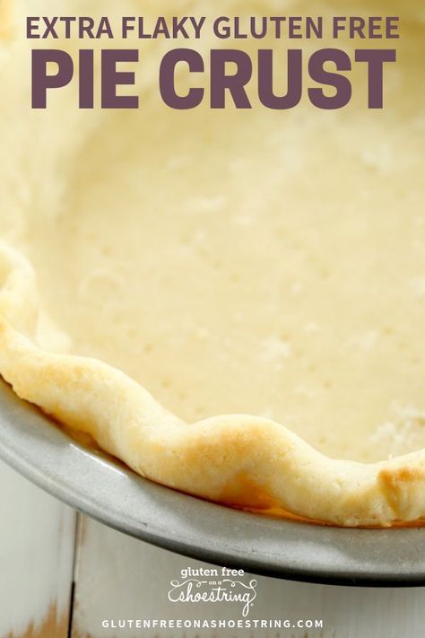 This easy gluten free pie crust has a secret ingredient to make it extra flaky and buttery, just like a traditional pie crust! Plus a video and step-by-step photo instruction on how to make this recipe perfectly! Make your favorite desserts to enjoy on a GF lifestyle diet. This recipe is fantastic for family or guests during the holidays, to bake their favorite Thanksgiving and Christmas sweet treats as gluten free. #piecrust #glutenfreedessert #GFholidays #glutenfree Easy Gluten Free Pie, Gluten Free List, Christmas Sweet Treats, Gluten Free Pie Crust, Gluten Free Holiday, Gluten Free Biscuits, Gluten Free Kids, Gluten Free Sides Dishes, Gluten Free Lunch