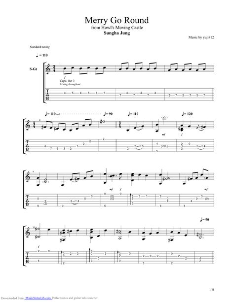 Merry Go Round Of Life Guitar Tab, Merry Go Round Of Life, Mary Go Round, Guitar Notes, Acoustic Guitar Music, Ukulele Tabs, Merry Go Round, Guitar Tabs, Guitar Music