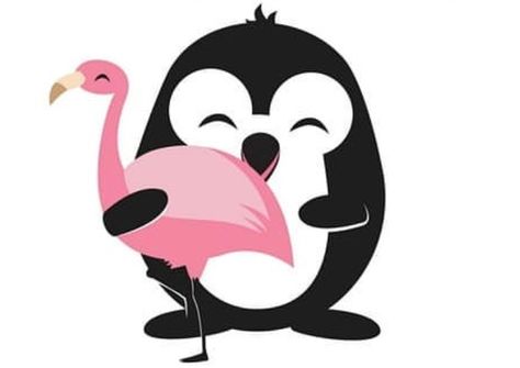 Pippin The Penguin Loves Fiona The Flamingo! 🖤💖 Penguin Tattoos, Pink Obsessed, Pink Penguin, Beach Cartoon, Penguin Tattoo, Pink Birds, Money Flowers, Penguin Art, Penguin Love