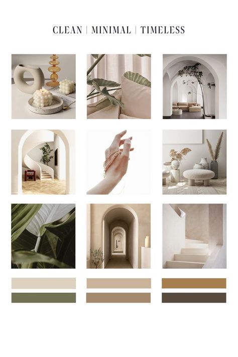 Timeless, minimal, clean brand mood board inspiration for an Interior Designer, Yoga Studio, Wellness Coach, or small business owners. Scandinavian Mood Board, Studio Mood Board, Brand Mood Board Inspiration, Brand Mood Board, Interior Designer Logo, Timeless Brand, Board Inspiration, Branding Mood Board, Brand Color Palette