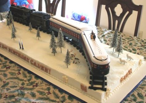 Polar Express Birthday Cake, Polar Express Christmas Party, Polar Express Theme, Train Cupcakes, Polar Express Party, Gold Luster Dust, Polar Express Train, Train Cake, Core Board