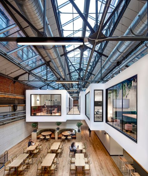 Mezzanine Design Ideas, Office Atrium, Factory Interior Design, Warehouse Office Design, Office Breakout, Factory Office, Warehouse Interior, Warehouse Office, Factory Interior