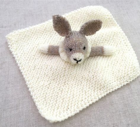 Bunny Mini Cuddly Blankie Free Knitting Pattern Bunny Blanket Buddy Free Pattern, Knitted Lovey Pattern Free, Knit Lovey Pattern Free, Knitted Stuffies, Bunny Blanket Buddy, Lovey Blanket Pattern, Baby Snuggle Blanket, Rabbit Knitting Pattern, Animal Knitting