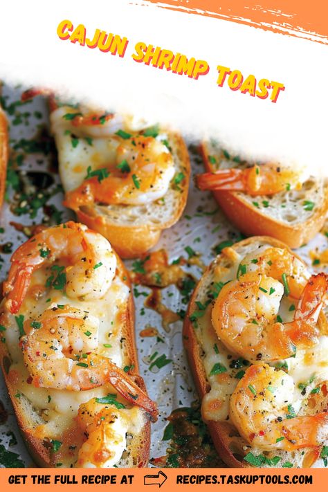 Discover a tantalizing flavor journey with our Cajun Shrimp Toast recipe. Perfectly seasoned shrimp atop crispy, golden-brown toast create a delightful blend of Southern charm and modern culinary flair. This easy-to-follow recipe is ideal for entertaining guests or elevating your casual meals. The light crunch of the toast pairs beautifully with the spicy, juicy shrimp, offering a harmonious balance of texture and flavor. Whether you're a fan of Creole cuisine or just exploring new tastes, our Cajun Shrimp Toast is Cajun Shrimp Toast, Shrimp Toast Recipe, Seasoned Shrimp, Spicy Shrimp Recipes, Cajun Shrimp Recipes, Sea Foods, Shrimp Toast, Salmon And Shrimp, Easy To Make Appetizers