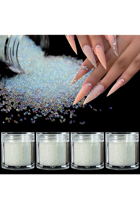 4 Bottles Micro Pixie Beads Nail Crystals Caviar Beads Multicolor Glass Pixie Crystals for Nail Art DIY Resin Decorations (Crystal AB) Micro Pixie, Nail Crystals, Nails Country, Nails Inspiration Classy, Crystal Decorations, Country Nails, Womens Nails, Crystal Nails, 3d Nail