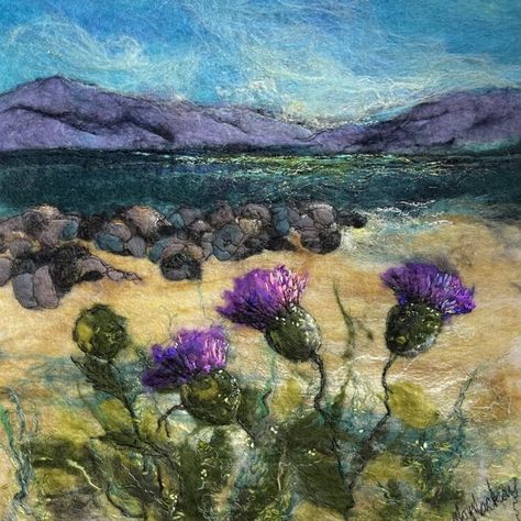 Moy Mackay: A heartfelt journey - TextileArtist.org Wool Landscape, Tovad Ull, Creative Fabric, Wet Felting Projects, Felt Pictures, Free Motion Embroidery, Felt Embroidery, Wet Felt, Needle Felting Projects