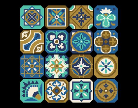 Blue Moroccan Tiles, Arabic Architecture, Blue Moroccan Tile, Rainbow Tile, Patchwork Tiles, Modern Folk Art, Easy Cross Stitch Patterns, Cross Stitch Tree, Moroccan Tiles