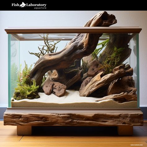 Aquarium driftwood is a popular and aesthetically pleasing addition to freshwater aquariums. Driftwood is typically pieces of wood that have been naturally weathered and waterlogged, often originating from trees or branches that have fallen into rivers or other bodies of water. Driftwood Fish Tank, Driftwood Aquarium Ideas, Natural Fish Tank Ideas, River Aquascape, Minimalist Aquarium, Diy Aquarium Decor, Aquascaping Ideas, Aqua Scaping, Plant Aquarium