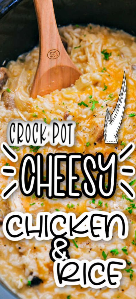 Rice Chicken Crockpot, Crock Chicken, Crock Pot Chicken And Rice, Crockpot Rice Recipes, Rice Crockpot, Chicken And Rice Crockpot, Crock Pot Cheesy Chicken, Crockpot Recipes Mexican, Cheesy Chicken And Rice