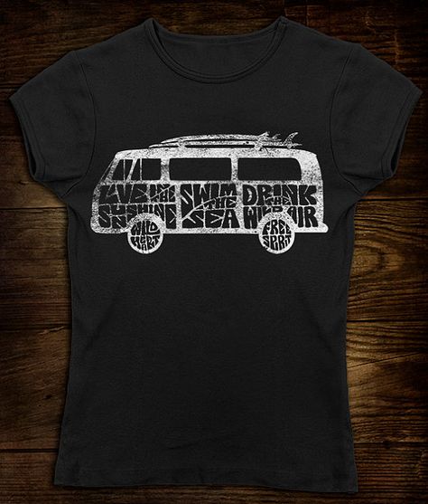 Mission Trip Shirts, Ocean Vintage, Vw Art, Hippie Van, Typo Logo, Typography T Shirt, Inspirational Tshirts, Wild Heart, Vintage Surf