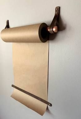 Easy DIY Wall-Mounted Paper Roller - Candy Jar Chronicles Cafe Display, Copper Bar, Paper Roll Holders, Paper Dispenser, Butcher Paper, House Wall, Roll Holder, Paper Roll, Ikea Hacks