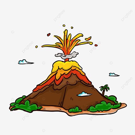 Volcano Clipart, Volcano Drawing, Erupting Volcano, Water Mist, Clip Art Png, Vector Cartoon, Art Png, Cartoon Style, Clipart Images