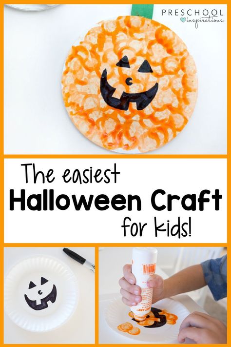 Paper Plate Pumpkin Craft, Easy Pumpkin Craft, Paper Plate Pumpkin, Halloween Crafts Preschool, Pumpkin Craft, Halloween Crafts For Toddlers, October Crafts, Last Minute Halloween, Halloween Arts And Crafts