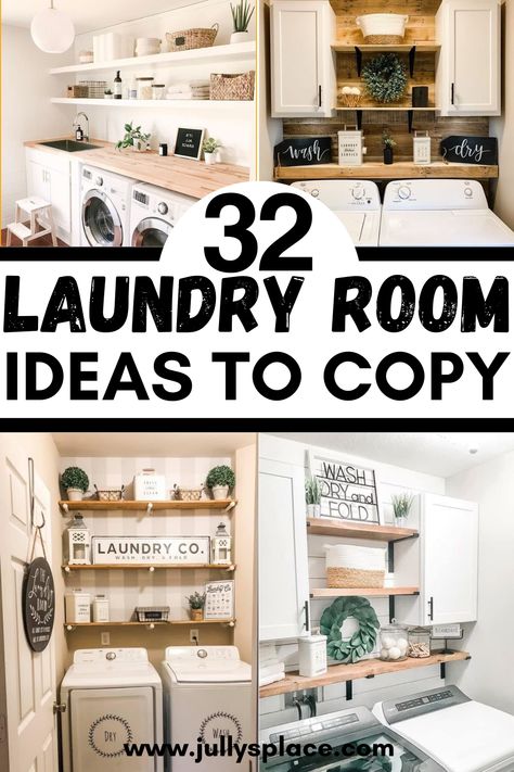 Laundry Room Ideas Storage Laundry Room, Farmhouse Laundry Room Ideas, Laundry Room Decor Ideas, Country Laundry Rooms, Laundry Room Decorating, Laundry Room Countertop, Small Utility Room, Laundry Room Colors, White Laundry Rooms