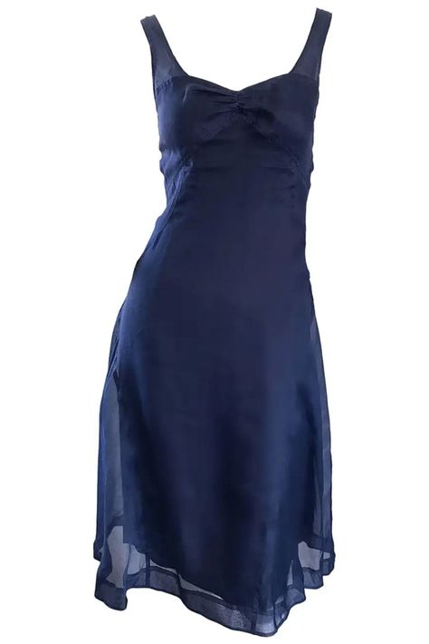 Blue Silk Dress, Dark Blue Dress, Dresses Aesthetic, Dress Aesthetic, Blue Dress Casual, Grad Dresses, Blue Outfit, Blue Silk, Navy Blue Dresses