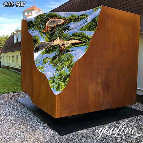 Outdoor Metal Art Sculpture Stainless Steel and Corten Steel Art CSS-787 - Abstract Corten Sculpture - 2 Outdoor Metal Art, Steel Art, Steel Sculpture, Metal Art Sculpture, Corten Steel, Light And Space, Lawn Decor, Blue China, Modern Sculpture