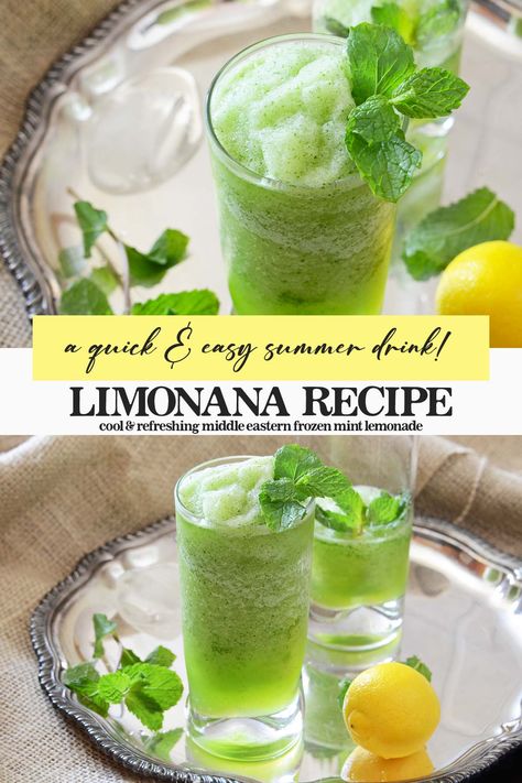 Limonana (Middle Eastern Frozen Mint Lemonade Recipe) Mint Basil Lemonade, Limonana Mint, Limonana Recipe, Mint Lemonade Recipe, Cinnamon Scented Candles, Basil Lemonade, Mint Smoothie, Lemon Bowl, Mint Lemonade