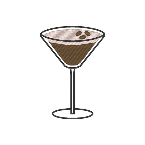 Cocktail Embroidery Designs, Espresso Martini Embroidery, Martini Embroidery, Esspresso Martini, Cocktail Embroidery, Martini Expresso, Embroidery Motif, Chalkboard Drawings, Mini Doodle