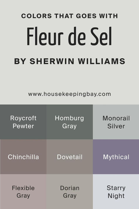 Sw Roycroft Pewter, Sw Homburg Gray, Fleur De Sel Sherwin Williams, Sw Dorian Gray, Roycroft Pewter, Homburg Gray, Triad Color Scheme, Sea Salt Paint, Paint Combos