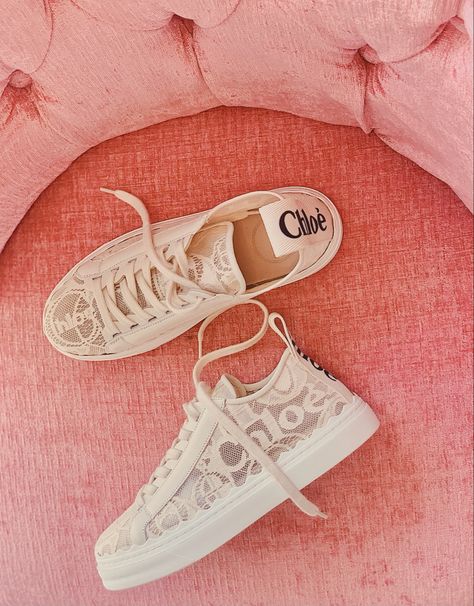 Chloè Lauren Lace Sneakers Chloe Lauren Sneakers, Chloe Lauren Sneakers Outfit, Chloe Trainers, Chloe Sneakers, Bridal Sneakers, Women Footwear, Lace Sneakers, Luxury Aesthetic, Women Lifestyle