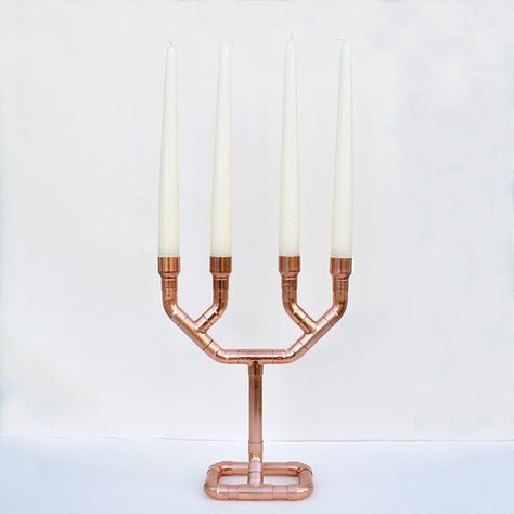 Copper Pipe Candle Holder, Pipe Candle Holder, Copper Candlesticks, Industrial Pipe Lamp, Unique Homewares, Copper Work, Copper Candle, Copper Diy, Pipe Furniture