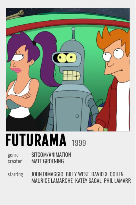 Minimalistic Tv Show Poster Show Posters Minimalist, Shows Posters Minimalist, Tv Shows Posters, Minimalist Poster Tv Girl, Polaroid Posters Tv Shows, Futurama Poster, Minimalist Polaroid Film Posters Tv Shows, Katey Sagal, Matt Groening