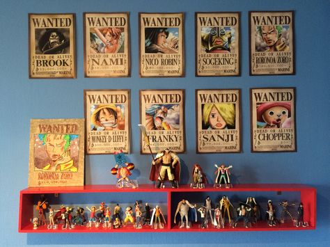 One Piece Themed Room, One Piece Bedroom Ideas, One Piece Room Decor Anime, One Piece Room Ideas Anime, One Piece Manga Collection, One Piece Bedroom, One Piece Room Decor, One Piece Decor, One Piece Room