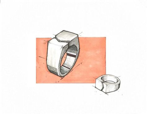 Jewelry Sketch, Hollow Ring, Gents Ring, Jewelry Design Drawing, Jewellery Sketches, Ring Men, Mens Ring, Space Age, Signet Ring