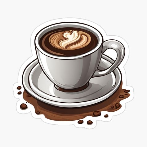 Get my art printed on awesome products. Support me at Redbubble #RBandME: https://www.redbubble.com/i/sticker/Latte-Love-by-RedRosePress/162724388.JCQM3?asc=u Coffee Stickers Aesthetic, Coffee Brown Aesthetic, January Bujo, Bujo Themes, Coffee Theme, Coffee Stickers, Coffeehouse, Decorate Notebook, Coffee Latte