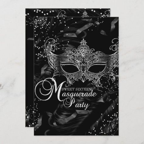 $2.55 | Silver Black Diamond Mask Masquerade Sweet 16 #masqueradeparty #masks #birthdayparty #masquerade #mask #sweetsixteen #sweetsixteenmasquerade #silver #black #elegantbirthdayparty Masquerade Sweet 16, Diamond Mask, Masquerade Invitations, Silver Invitation, Elegant Birthday Party, 16th Birthday Invitations, 21st Birthday Invitations, Sweet Sixteen Invitations, Mask Masquerade