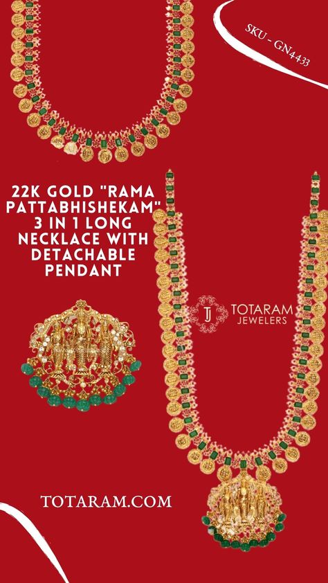 Rama Pattabhishekam Haram, Kasulaperu With Detachable Pendant, Gold Traditional Necklace, Rama Pattabhishekam, Kasulaperu Jewellery, Kasula Haram, Antique Haram, Convertible Jewelry, Gold Magic