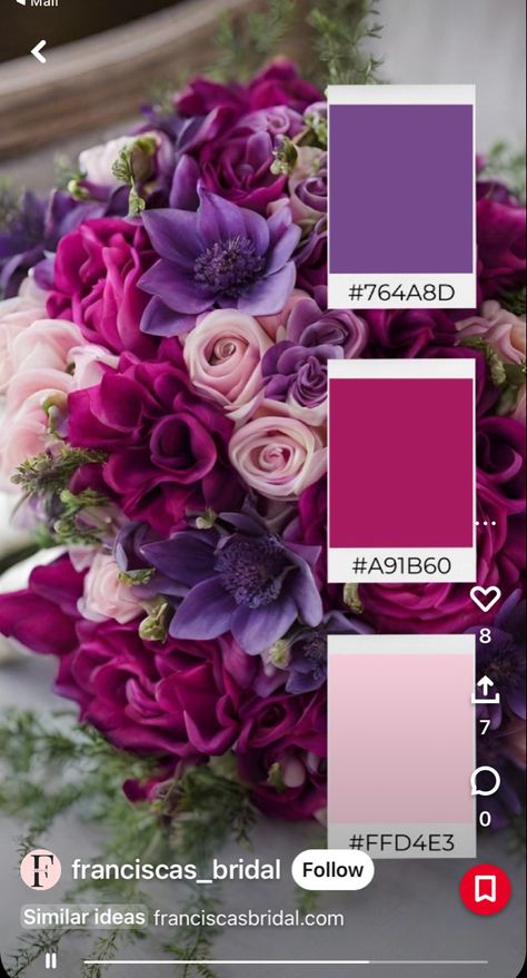 Berry Color Wedding Theme, Color Combinations For Flowers, Mixed Berry Color Palette, Color Palette With Maroon, Color Palettes With Purple, Magenta And Purple Wedding, Hot Pink And Purple Wedding, Plum Color Wedding, Wedding Colour Pallet