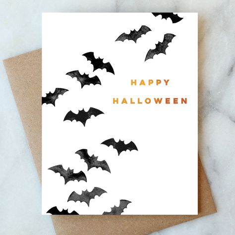 A2 (4.25" x 5.5") Brown kraft envelope blank inside Goodbye And Good Luck, Bats Flying, Fall Greeting Cards, Sparkler Candles, Bats Halloween, Holiday Box, Planner Art, Halloween Greeting Card, Homemade Halloween