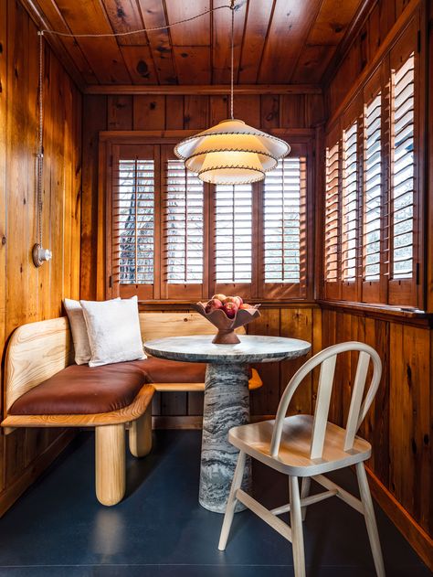 Catskill Hotel, Oak Bar Stools, Hotel Concept, The Catskills, Water Bed, Log Cabins, Upstate New York, French Oak, Wood Burning Stove