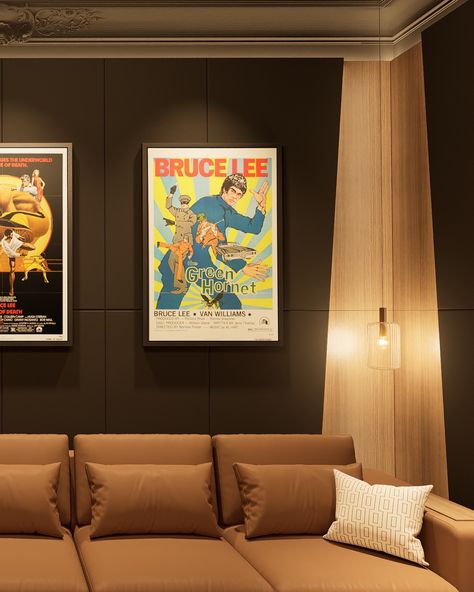 One for the Bruce Lee fans. In this bespoke design our panels are working beautifully with the original features of the room. The back wall features 3 of our custom ART panels, 2 of which are hiding the rear speakers and there is room for the whole family on the extra large Buckley sofa in leather. #luxurylifestyle #homecinema #sinemas #yournewfavouriteroom Rear Speakers, Art Panels, Home Cinemas, Panel Art, Bruce Lee, Bespoke Design, Custom Art, Luxury Lifestyle, The Whole