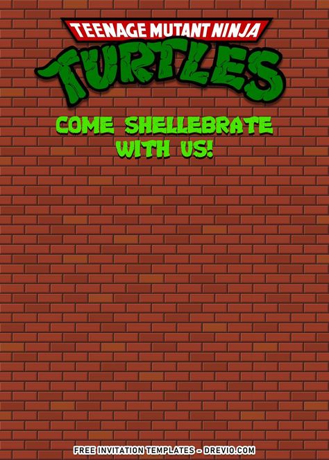 Ninja Turtle Invitations Template, Turtle Invitations, Ninja Turtle Birthday Theme, Awesome Party Ideas, Ninja Turtle Theme Party, Ninja Turtle Invitations, Birthday Scrapbook Pages, Tmnt Birthday, Ninja Turtles Birthday Party