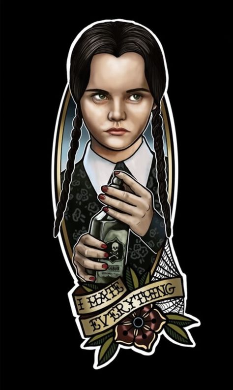 Addams Family Tattoo Ideas, Thing From Addams Family Tattoo, The Addams Family Tattoo Ideas, Wednesday Tattoo Design, Addams Family House Tattoo, Addams Family Thing Tattoo, Addams Family Credo Tattoo, Wednesday Tattoo, Addams Family Tattoo