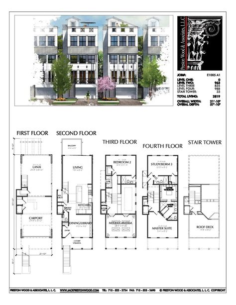 New Townhomes Plans, Townhouse Development Design, Brownstones, Rowhou – Preston Wood & Associates Luxurious Townhouse, Multifamily Architecture, Townhouse Plans, Luxury Townhouse, Sims 4 House Plans, Compact House, Townhouse Designs, Narrow House, Sims House Plans