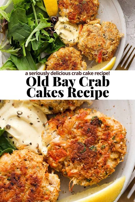 Crab Cakes - The perfect Crab Cake recipe that turns out amazing every time! An easy appetizer that is full of flavor, everyone will love them! #crabcakes #crabcakesrecipe #crabcakesrecipebest #crabcakesrecipeeasy #crabcakesinoven No Mayo Crab Cakes, Crab Cake Dip, Crab Cakes Recipe Best, Pizza Seafood, Vegetables Pizza, Baked Crab Cakes, Bacon Cake, Seafood Salads, Cajun Crab