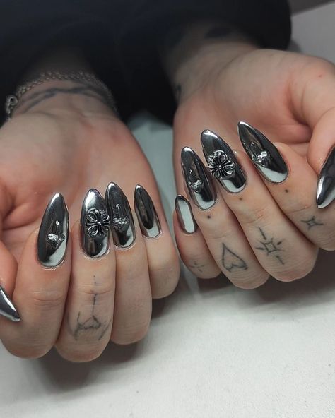 Why is everything chrome? Why Is Everything Chrome, Chrome Nails Silver, Nail Silver, Nails With Silver, Ice Party, Nails Silver, Chrome Nail, Silver Chrome, Chrome Nails