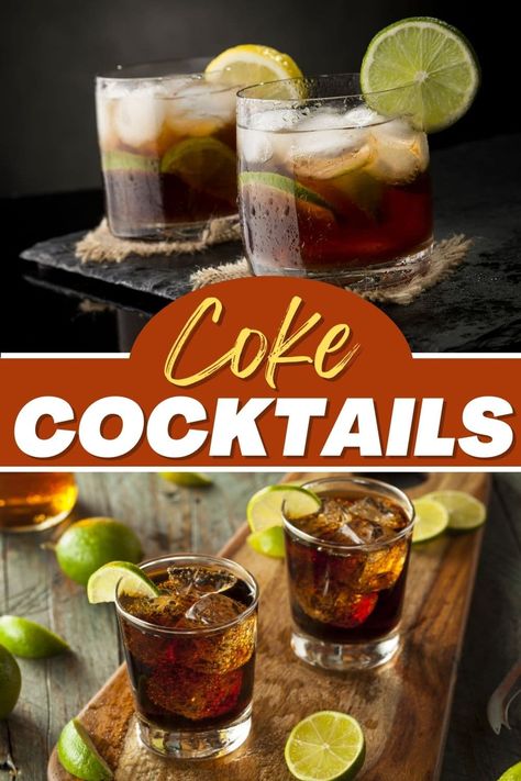 These Coke cocktails go well beyond a rum and Coke! From a Long Island iced tea to a lounge lizard to Dracula's kiss, you just can't beat Coke as a mixer. Tequila And Coke, Vanilla Coke Drink Recipe, Whiskey And Coke Recipe, Rum And Diet Coke, Rum And Coke Recipe, Jack And Coke Recipe, Coke Cocktails, Coke Recipes, Rum And Coke