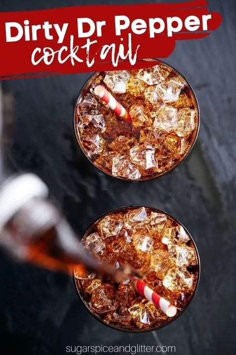 A delicious Amaretto and Fireball cocktail recipe that tastes just like Dr Pepper (but doesn't contain any Dr Pepper at all!) The perfect BBQ cocktail recipe Alcohol That Doesnt Taste Like Alcohol, Dr Pepper Cocktail, Fireball Drinks Recipes, Dirty Dr Pepper, Cola Cocktail, Pepper Cocktail, Fireball Cocktails, Fireball Recipes, Fireball Drinks