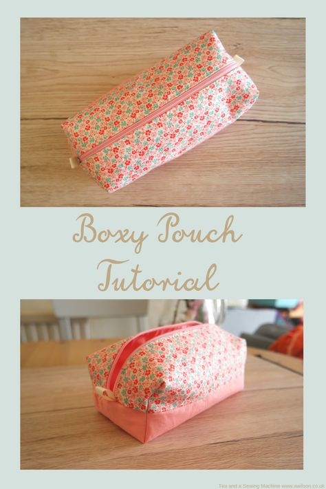 Boxy Pouch Tutorial - Boxy Pouch, Thing To Make, Handbag Sewing Patterns, Boxy Bags, Zipper Pouch Tutorial, Pouch Sewing, Pouch Tutorial, Bag Pattern Free, Flower Quilts