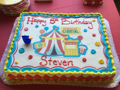 Carnival Sheet Cake Ideas, Carnival Theme Sheet Cake, Carnival Cake Ideas Simple, Carnival Birthday Party Cake, Carnival Cake Ideas, Carnival Birthday Cake, Kids Carnival Birthday Party, Carnival Themed Cakes, Carnival Birthday Cakes