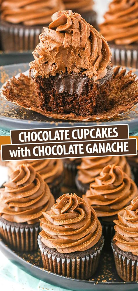 Chocolate Cupcakes With Ganache, Cupcakes With Ganache, Easy Chocolate Cupcakes, Chocolate Ganache Cupcakes, Ganache Cupcakes, Homemade Chocolate Cupcakes, Chocolate Cupcakes Recipe, Moist Chocolate Cupcakes, Life Love And Sugar