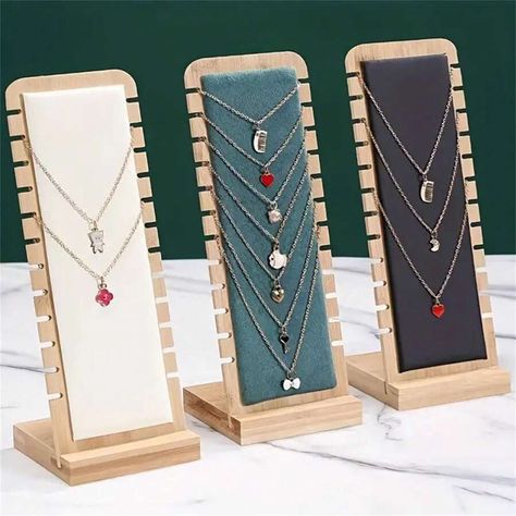 1pc Simple Jewelry Display Rack, 12-Bit Necklace Holder, Long Chain Organizer Rack, Portable Necklace Hanging Organizer Ornaments, Wooden Desktop Storage Display Stand | SHEIN USA Chain Organizer, Diy Necklace Display, Jewellery Stand, Necklace Organizer, Storage Display, Necklace Holder, Necklace Display, Hanging Organizer, Desktop Storage