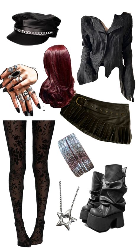 Goth/emo outfit ideas Emo Gothic Outfits, Gothic Outfit Ideas For School, 80s Trad Goth Fashion, Thick Goth Outfits, Cute Gothic Outfits, Mallgoth Outfits, Goth Emo Outfits, Mall Goth Outfits, Thick Goth