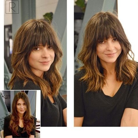 Lob+Haircut+With+Arched+Bangs                                                                                                                                                                                 More Lob Haircut, Haircut And Color, Haircut For Thick Hair, Medium Hair Cuts, Long Bob, Grunge Hair, Hair Today, Great Hair, Hairstyles Haircuts