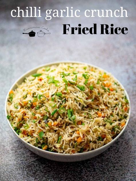 Burnt Garlic Fried Rice Recipe, Loaded Fried, Asian Sides, Cooked Rice Recipes, Vegetarian Biryani, Savoury Rice, Vegetarian Recepies, Mixed Rice, Crunch Recipe